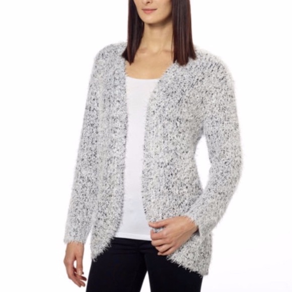 Kensie Sweaters | Kensie Fuzzy Eyelash Knit Cardigan | Color: Cream/Green | Size: M | Closet_Ecology's Closet